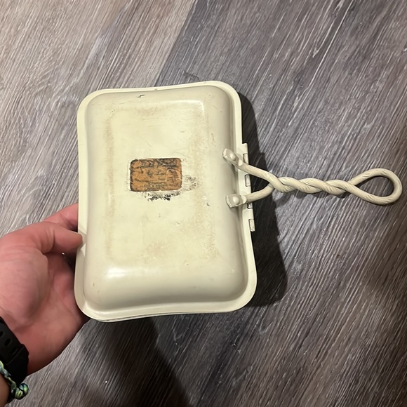 Vintage hand painted metal floral cream gold silent butler - Picture 8 of 9